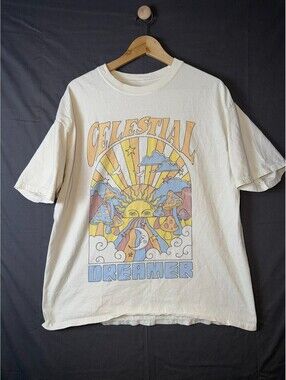 Full Tilt Celestial Dreamer Graphic Tee Sun Moon Mushrooms Size L – Pastel Psych